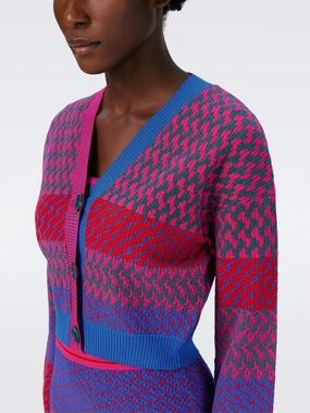 Dvf Rema Cardigan In Multicolor Zigzag Stripe